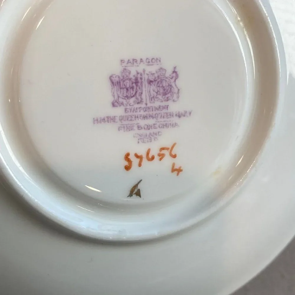 RARE Vintage Paragon Art Deco Floral Fine Bone China Teacup and Saucer, 1960